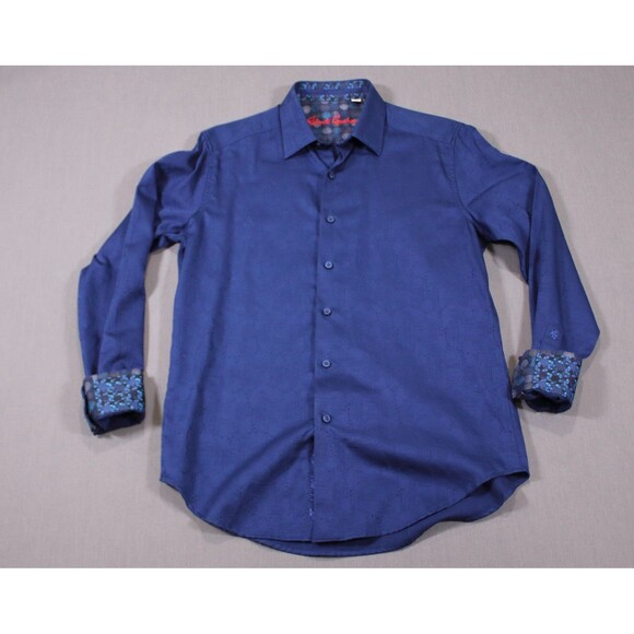 Robert Graham Other - Robert Graham Shirt Mens Blue Geometric Check Flip Cuff Long Sleeve Button Up S